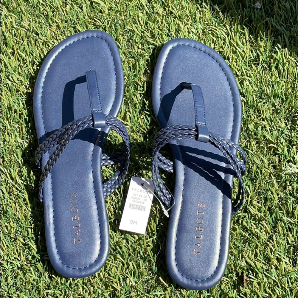 💙 Talbots Cece Braided Thong Sandal -Navy Size 8